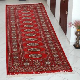 Tekač preproga bordo Bukhara 64x183 ročno vozlana preproga za hodnik