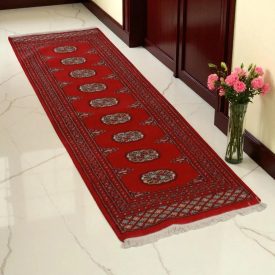 Tekač preproga bordo Bukhara 64x179 ročno vozlana preproga za hodnik