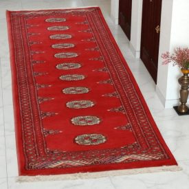 Tekač preproga bordo Bukhara 65x184 ročno vozlana preproga za hodnik