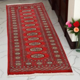 Tekač preproga bordo Bukhara 64x186 ročno vozlana preproga za hodnik