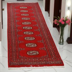 Tekač preproga bordo Bukhara 63x193 ročno vozlana preproga za hodnik