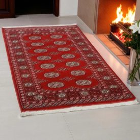Pakistanska preproga bordo Bukhara 95x160 Ročno vozlana orientalska preproga