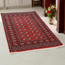 Pakistanska preproga bordo Bukhara 93x153 Ročno vozlana orientalska preproga