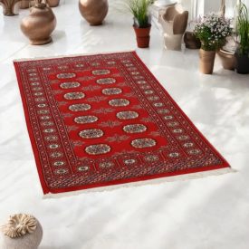 Pakistanska preproga bordo Bukhara 93x155 Ročno vozlana orientalska preproga