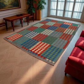 Preproga Kilim Chobi 301x207 ročno tkani Afganistanski kilim iz volne