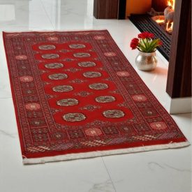 Pakistanska preproga bordo Bukhara 93x160 Ročno vozlana orientalska preproga