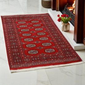 Pakistanska preproga bordo Bukhara 93x146 Ročno vozlana orientalska preproga