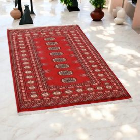 Pakistanska preproga bordo Bukhara 96x162 Ročno vozlana orientalska preproga