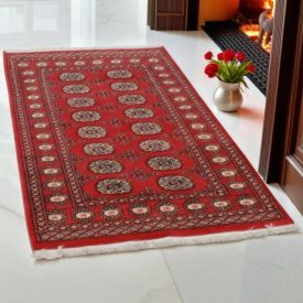 Pakistanska preproga bordo Bukhara 93x162 Ročno vozlana orientalska preproga