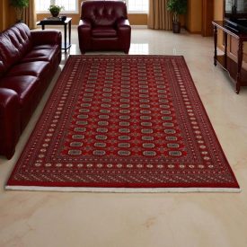 Pakistanska preproga bordo Bukhara 198x308 Ročno vozlana orientalska preproga
