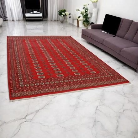 Pakistanska preproga Bukhara 220x297 cm – bordo orientalski slog