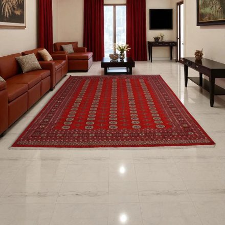 Orientalska preproga Bukhara 280x366 cm – velika bordo ročno vozlana preproga