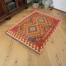 Volnena Kilim preproga 92x120 ročno tkani afganistanski Kilim