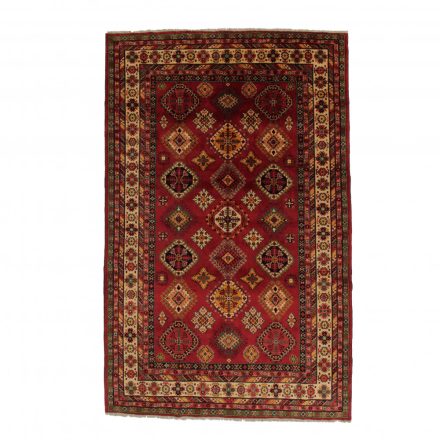 Preproga Afghan bordo-bež Kargai 197x309 ročno vozlana klasična preproga
