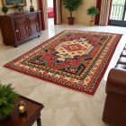 Afghan preproga Kargai 199x292 cm – ročno vozlana bordo-bež klasična preproga