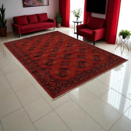 Afgan preproga Ersari 207x301 cm – bordo ročno vozlana orientalska preproga
