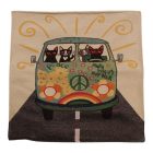 Okrasna blazina zelena 45 x 45 cm – Mačke iz avtobusa miru