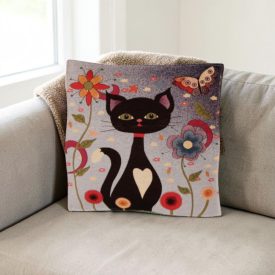 Okrasna blazina vijolična 45 x 45 cm – Polnočna mucka