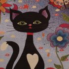 Okrasna blazina vijolična 45 x 45 cm – Polnočna mucka