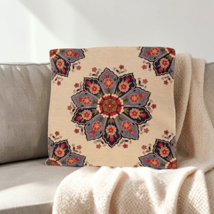 Okrasna blazina krem 45 x 45 cm – Modra rozeta