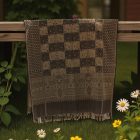 Eleganten moški in ženski šal 215x105 sivo-črn z avtentičnim vzorcem