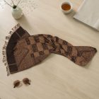 Eleganten ženski in moški šal 215x105 rjav z avtentičnim vzorcem