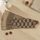Eleganten moški in ženski šal 215x105 sivo-črn bombažni šal