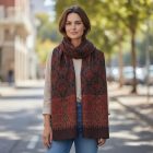 Eleganten šal 215x105 vijolično-modri tanek ženski šal