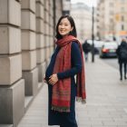 Velik šal bordo 215x105 velik ženski ruta za ramena