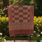 Šal sivo-bordo 215x105 eleganten ženska ruta iz bombaža