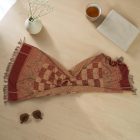 Šal sivo-bordo 215x105 eleganten ženska ruta iz bombaža