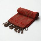 Šal rdeč 215x105 velik ženski šal iz bombaža