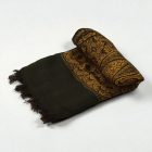 Šal črno-zlat 215x105 velik ženski šal iz bombaža