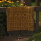 Šal črno-zlat 215x105 velik ženski šal iz bombaža