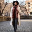 Eleganten ženski šal 215x105 bordo bombažna ruta