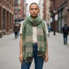 Eleganten šal 215x105 zelen tanek ženski moški šal