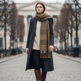 Eleganten šal temno zelen 215x105 tanek ženski šal