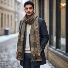 Eleganten šal temno zelen 215x105 tanek ženski šal