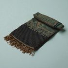 Orientalski šal 215x105 zeleno-modri bombažni šal