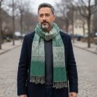 Orientalski šal 215x105 zeleni bombažni šal