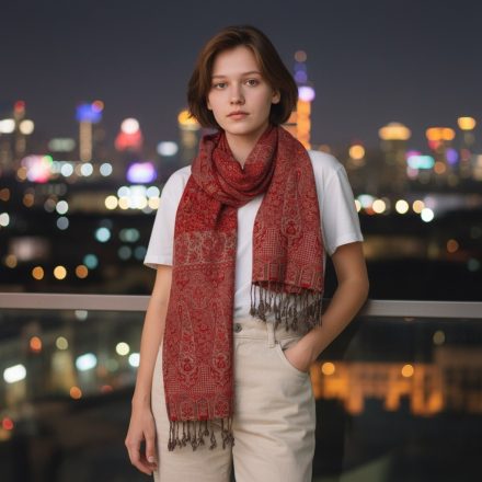 Ruta 215x105 velika rdeča ženski šal iz bombaža