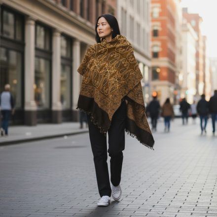 Eleganten šal zlato-črn 215x105 tanek ženska ruta