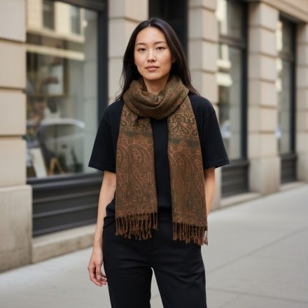 Velik šal temno zelen 215x105 velik ženska ruta