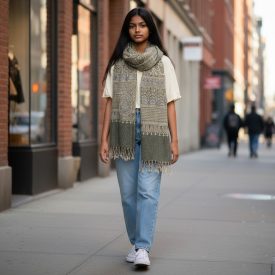 Ženski šal siv 215x105 eleganten ženski šal